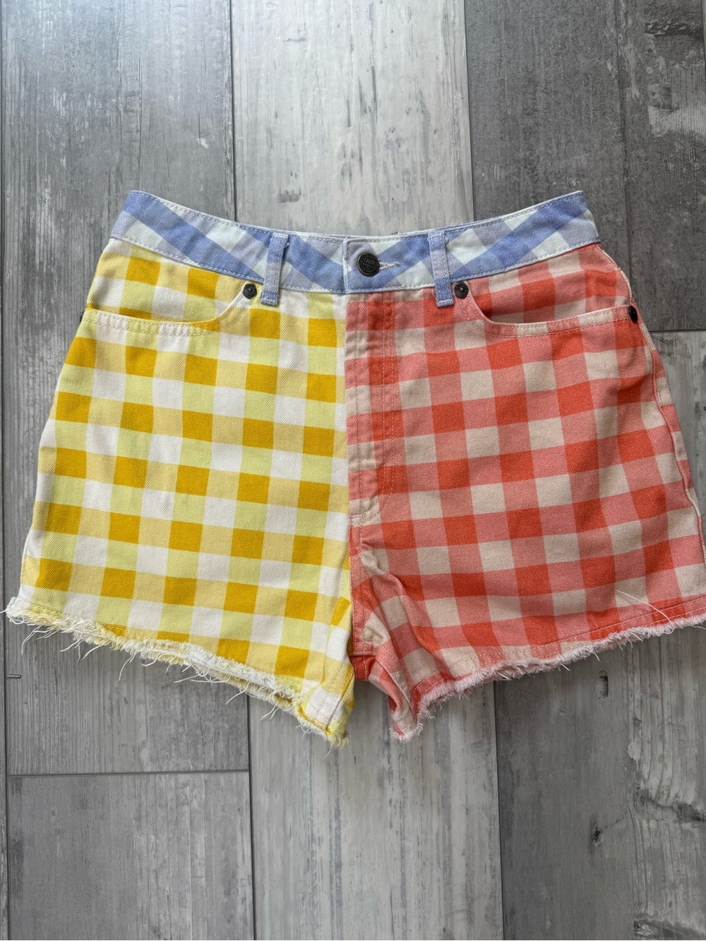 Farm Rio x Anthropologie Gingham Colorblock Shorts Small